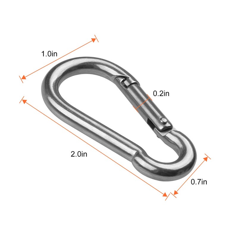 CertBuy 50pcs 2 Inch Stainless Steel Spring Snap Hook, 304 Stainless Steel Carabiner Clip Keychain Heavy Duty Quick Link Hook for Camping Fishing Hiking Traveling - Image 2